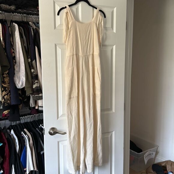 NWT - Zara Overalls - Pants Outfit - Cream Colored - Shoulder Ties - Size Small - Picture 1 of 5